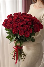 Букет из роз Эксплорер 80см под ленту (51шт) 560