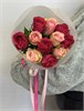 Малиновые и розовые розы Кения 40см микс в пленке (11шт) 506