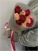Малиновые и розовые розы Кения 40см микс в пленке (11шт) 506
