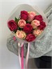 Малиновые и розовые розы Кения 40см микс в пленке (11шт) 506