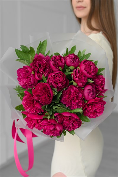 Пионы бордовые 15шт 608 - фото 634322