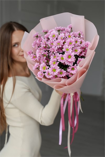 Хризантема Сантини ромашка (розовая, 9шт) 456700000 - фото 635723
