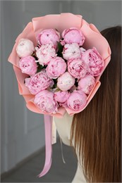 Розовые пионы в пленке (15шт) 09090909090