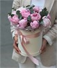Пионы розовые с эвкалиптом в шляпной коробке (Размер S, 11 шт) 06769097878 - фото 635678